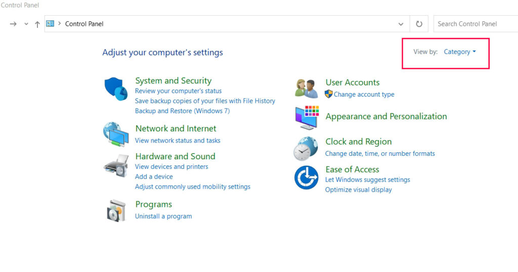 control-panel-view-by-category-select-clock-and-reqion