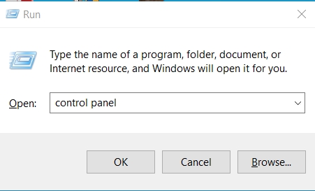how to open control panel with command+run